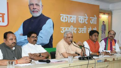 Photo of B.L Santosh, Shayam Jaju, Manoj Tiwari, Tarun Chugh and Sidharthan give Mantra of victory to the Vistarks for Assembly Elections